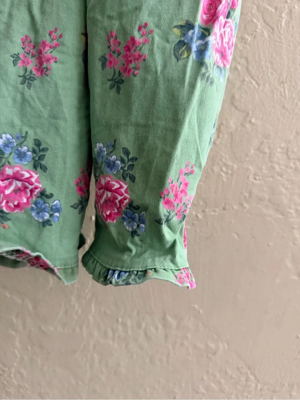 Hartstrings Pink Floral Tee with Green Rose-Print Overalls